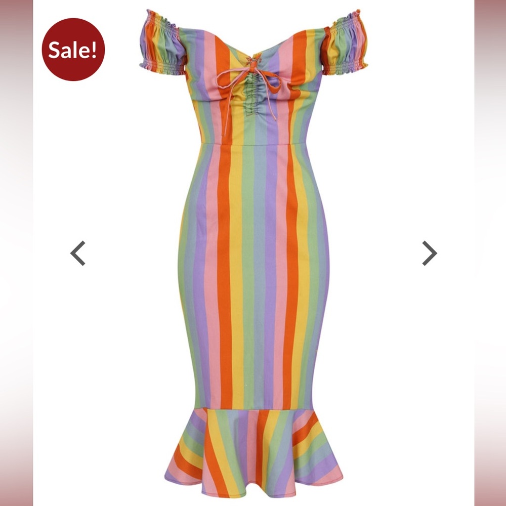 Colorful Striped Off-Shoulder Dress